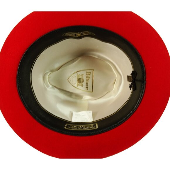 Vintage Biltmore Red Wool Felt Fedora Feather Classic Dress Hat 7 3/8 59 - Picture 11 of 12